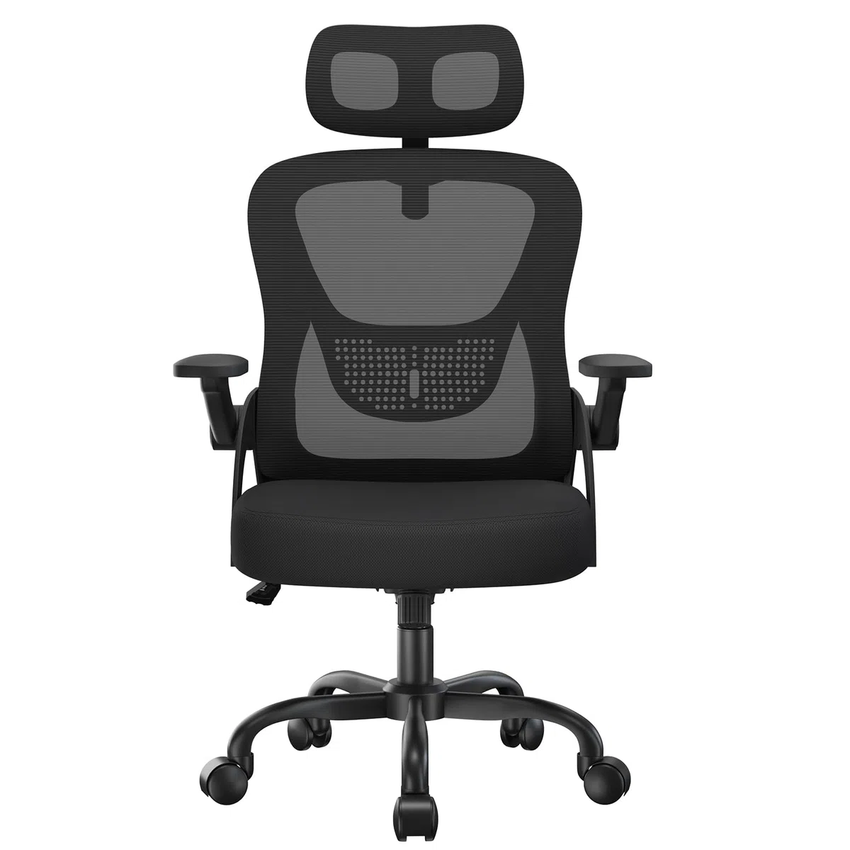 rattantree Sedia da Ufficio, Poltrona Ufficio Ergonomica, Con Braccioli Regolabili e Poggiatesta, Sedia Scrivania Girevole e Regolabile in Altezza, Seduta Ergonomica Traspirante, Per Lavoro, Nera