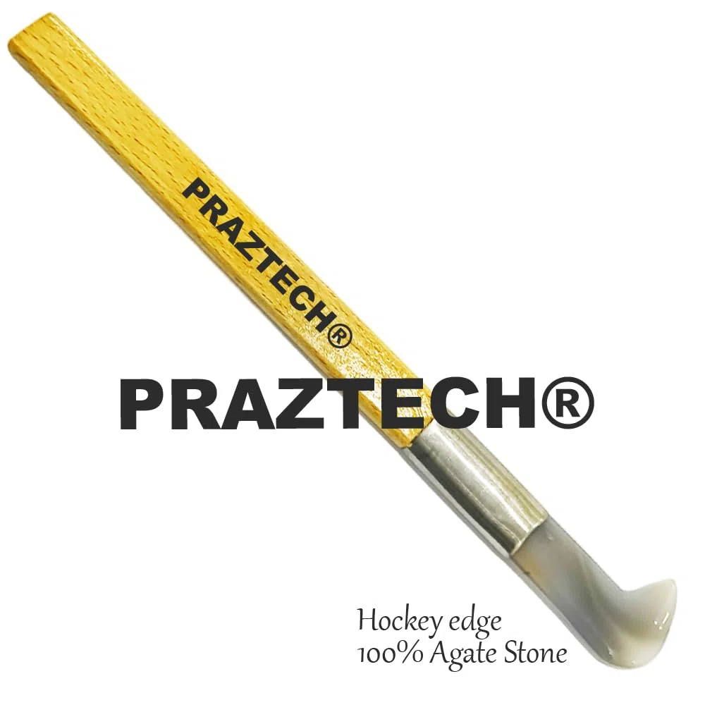 Combo 2 pezzi pietra naturale 100% agata brunitore gioiellieri strumento – fiamma hockey e bordi coltello | argilla metallica | applicare tono oro argento lamina di metallo | facile da usare