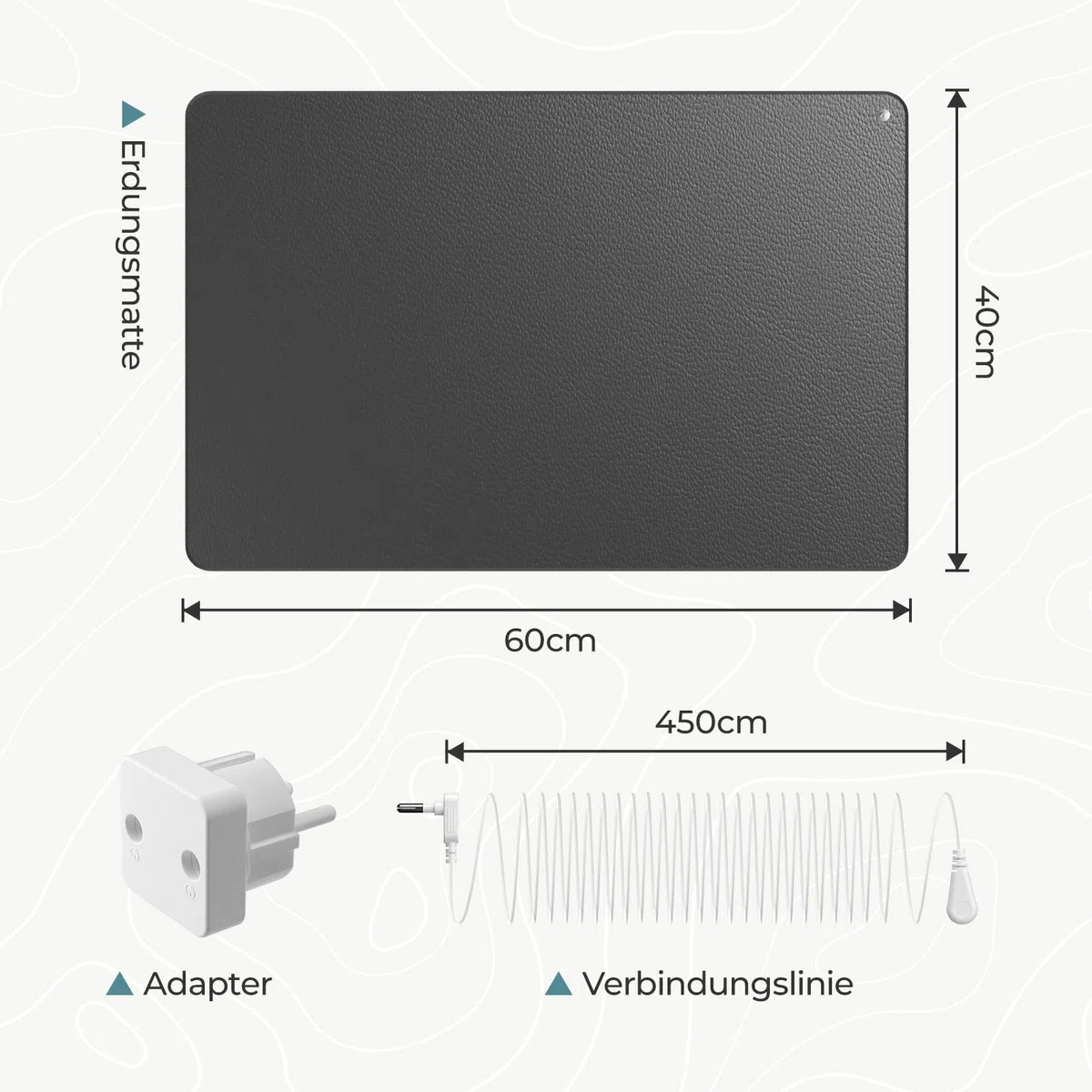 Grounding Mat, Mowend Tappetino di Messa a Terra 40 x 60 cm, ideale per piede, sonno, energia, sollievo dal dolore, infiammazioni, equilibrio e benessere – per una sensazione di messa a terra. Con