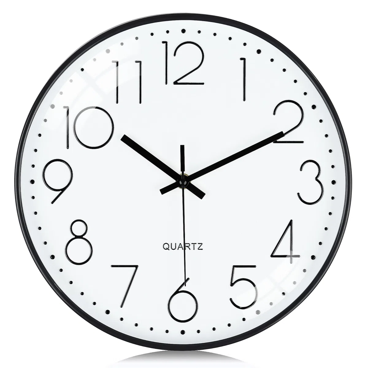 Lafocuse 30cm Orologio da Parete Moderno Silenzioso, Numeri 3D Nero Facile da Leggere, Bianco Orologio da Muro senza Ticchettio per Cucina,Camera da Letto,Soggiorno