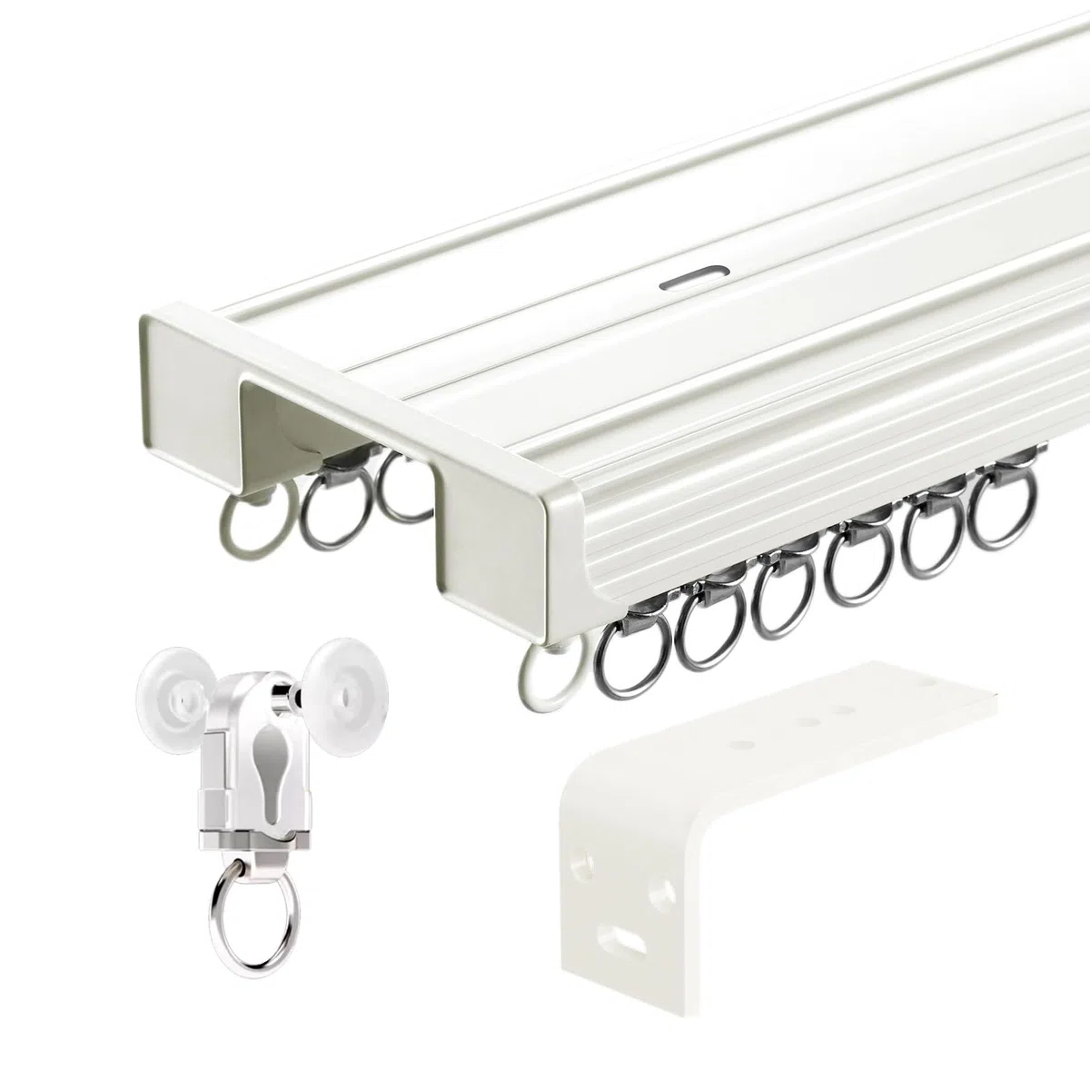 Binari Per Tende Doppio Binario Per Tende Da Soffitto Silenzioso Bastoni Per Tende In Alluminio Per Camera Da Letto Soggiorno Divisorio(White,170cm)